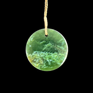 Raukaraka Porohita - New Zealand Flower Jade Disc Pendant