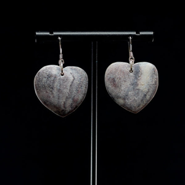 Aroha Manawa - Heart Shaped Mau Taringa Earrings