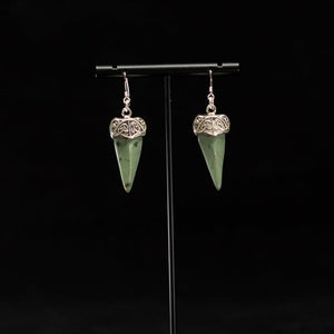 Pounamu Silver Filigree Capped Mau Taringa Pendant Earrings