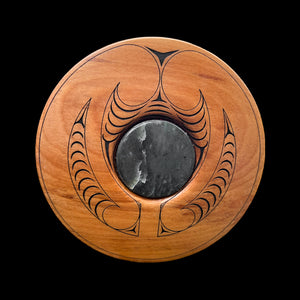 Pounamu and Native Timber Koru Patterned Etched Disc