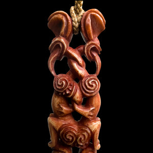 Manaia Pouwhenua - Antiqued Bone Carved Pendant | Yuri Terenyi