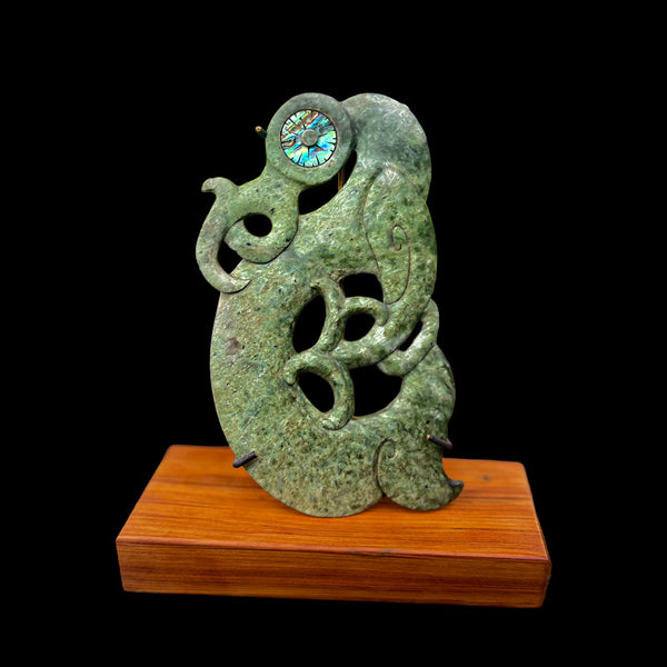 Kokopu Manaia Matau - Marsden Jade Guardian Hook Sculpture