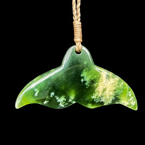 Marsden Flower Jade Tohora - New Zealand Jade Whale Tail Pendant