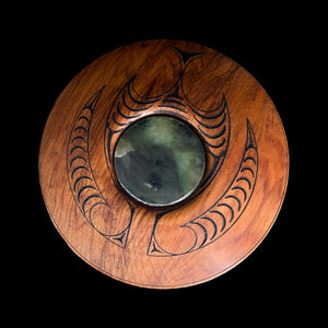 Pounamu and Native Timber Koru Patterned Etched Disc