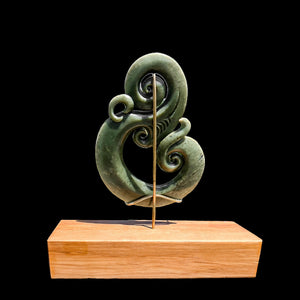 Kokopu Manaia Matau - New Zealand Jade Guardian Hook Sculpture