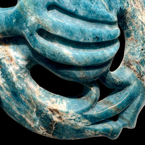 Nui Atu Kikorangi Māpara Aotea Hei Tiki - Blue Marbled Hei Tiki Sculpture