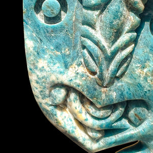 Nui Atu Kikorangi Māpara Aotea Hei Tiki - Blue Marbled Hei Tiki Sculpture