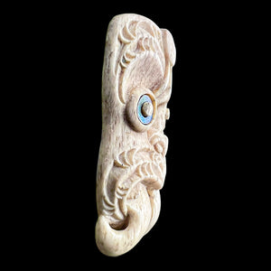 Signature Kera Wera Hei Tiki - Whale Bone & Antique Ebony Sculpture