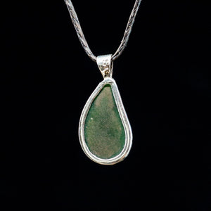 Kawakawa Greenstone Teardrop Silver Necklace